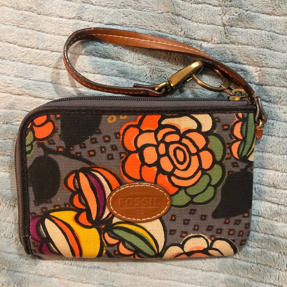 Fossil Keyper gray floral wallet clutch